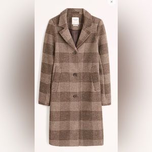 Abercrombie Brown Plaid Wool Blend Dad Coat XS